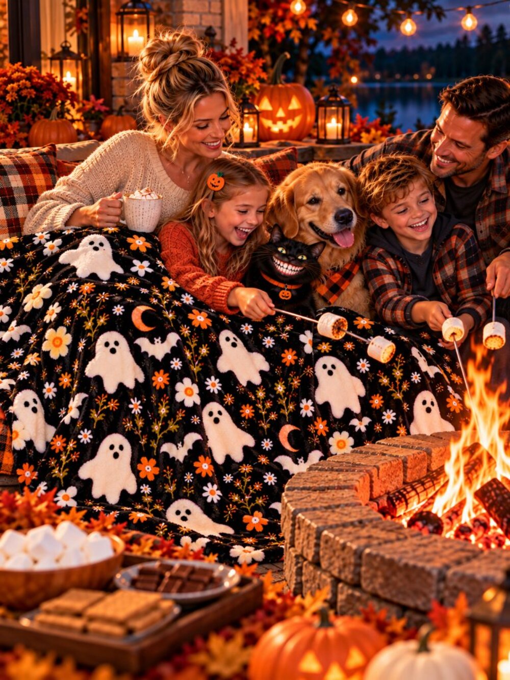 👻The Big One® Halloween Oversized Supersoft Plush Throw Blanket Peaceful Ghosts